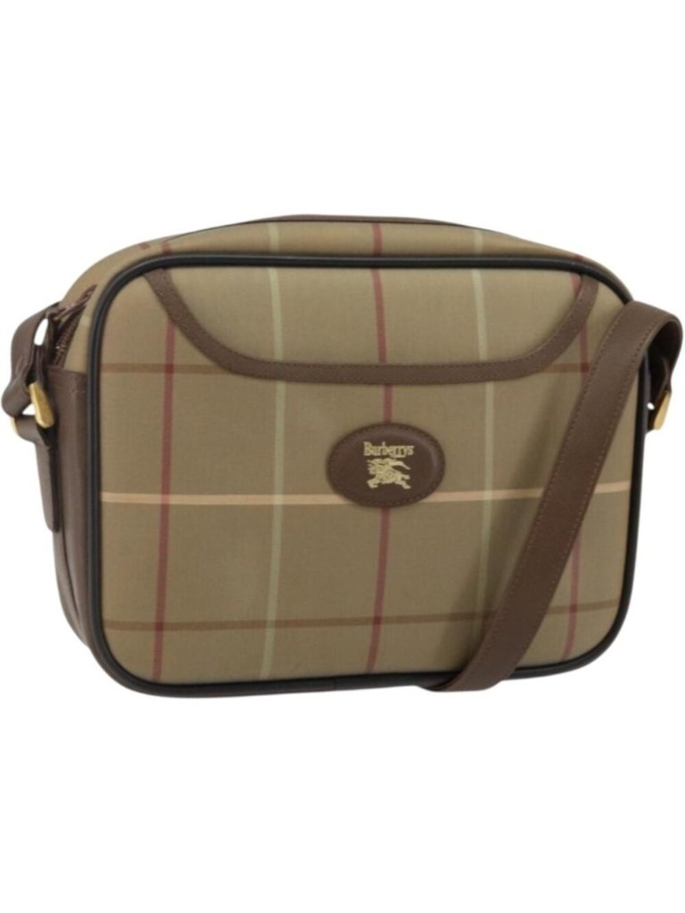 Burberrys Nova Check Shoulder Bag Canvas Beige Gold